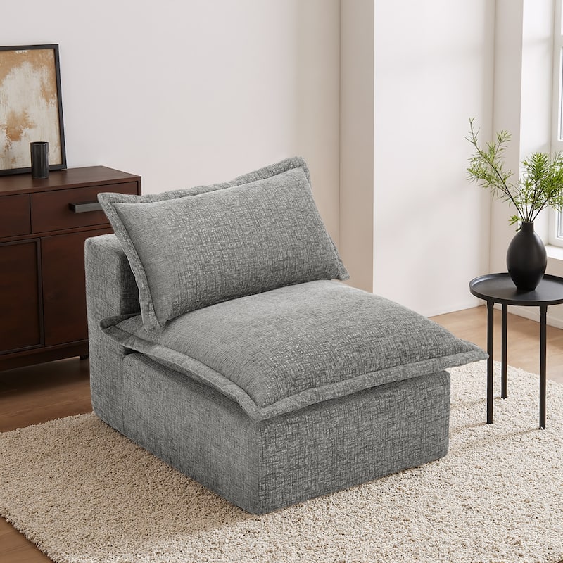 32"W Chenille Upholstered No Assembly Armless Accent Chair - Grey