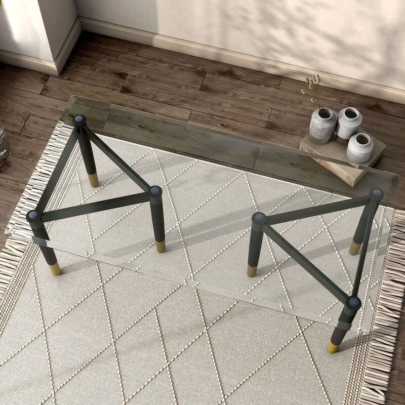 Furniture of America Mil Modern Tapered Black & Gold Table Legs for Coffee Table