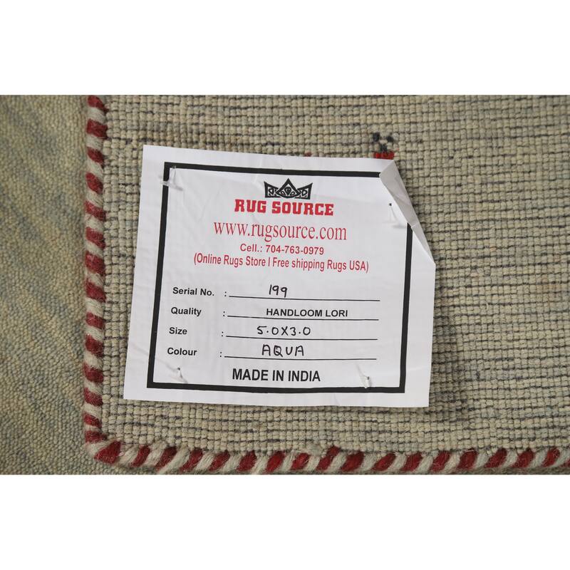 Hand Knotted Oriental 100% Wool Carpet Tribal Animal Pictorial Green Gabbeh Area Rug - 5' 0'' X 3' 0''