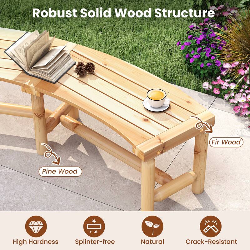 Gymax Patio Curved Bench for 2-3 People Outdoor Loveseat for Backyard