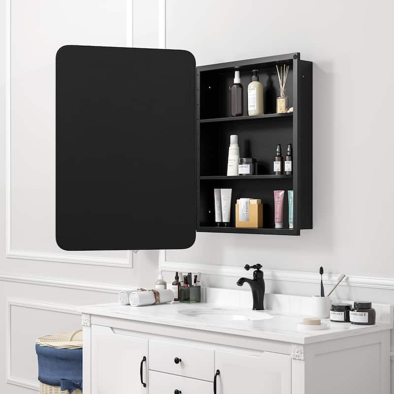 Multifunctional Wall-Mounted Mirrored Cabinet with Magnetic Doors