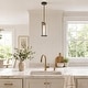 preview thumbnail 3 of 17, LALUZ Modern 1-Light Black Gold Kitchen Island Pendant Light with Clear Glass for Dining Room