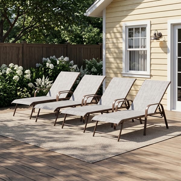 slide 2 of 83, Outdoor Patio Lounger Aluminum Adjustable Chaise Lounge Chairs with Arms (Set of 2/4) - See Picture