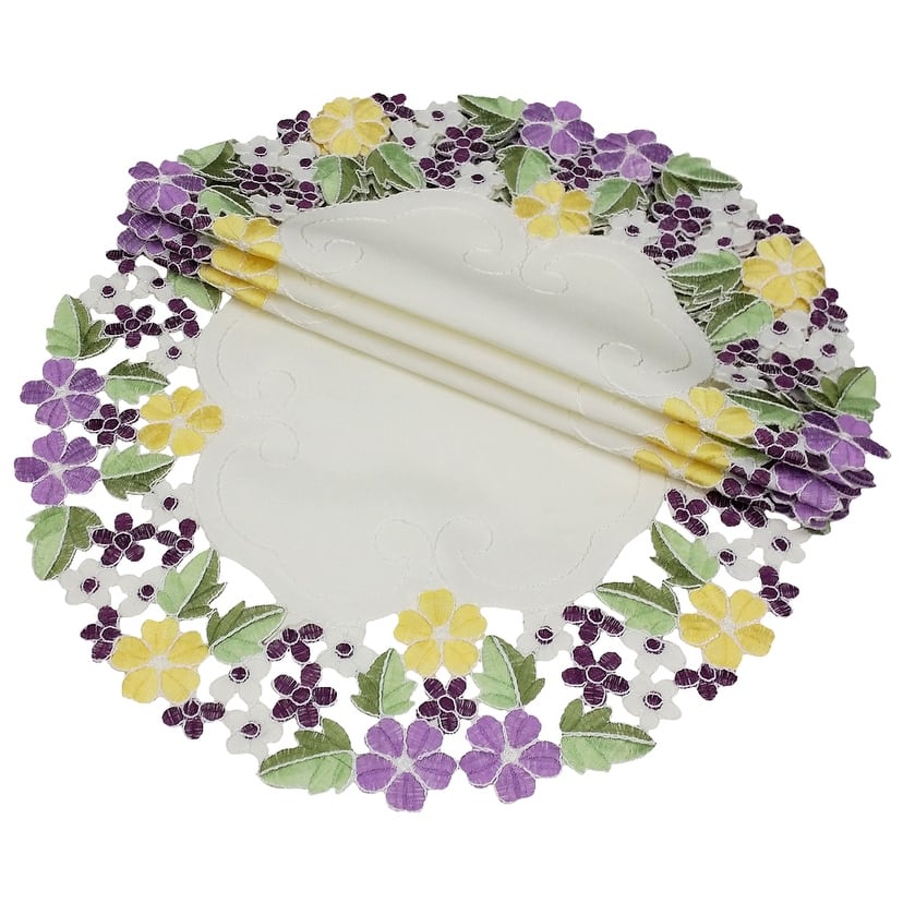 Fancy Flowers-12Rnd-Doilies-Set of 4 - 1200