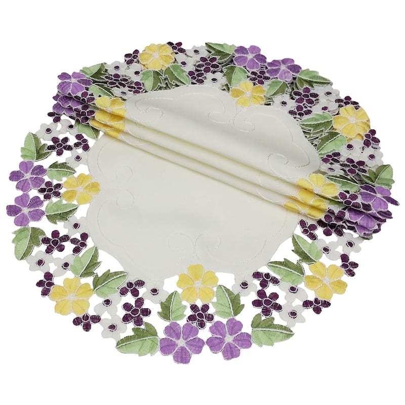 Fancy Flowers-16Rnd-Doilies-Set of 4 - 800 - Purple