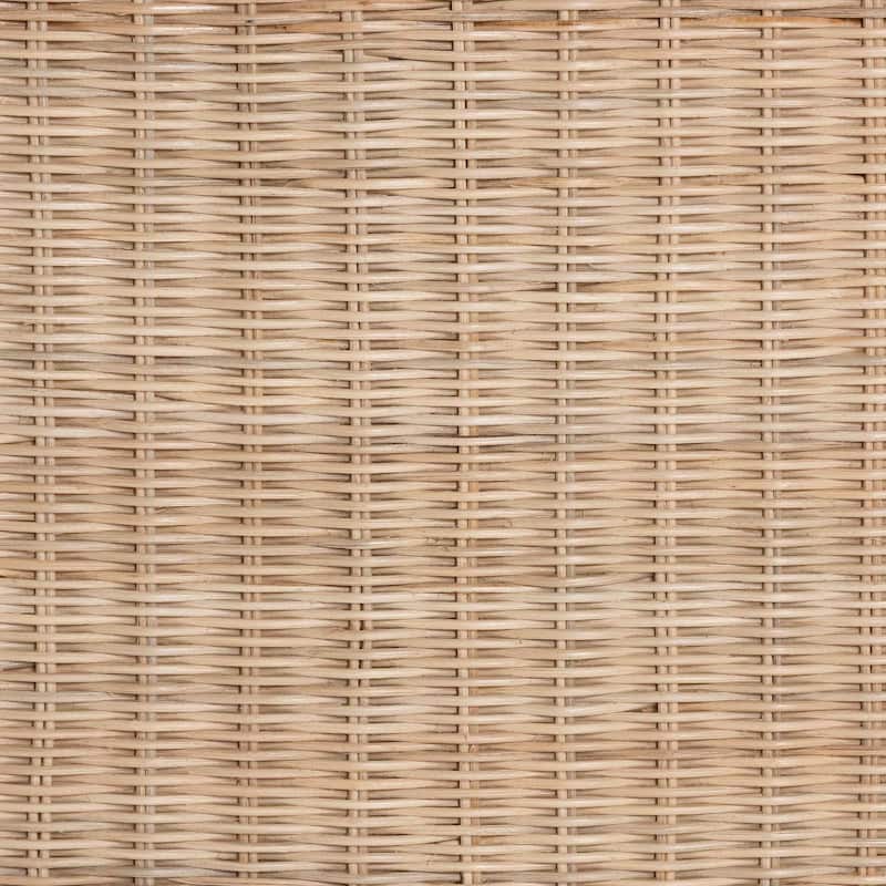 Sumana Bohemian Scallop Natural Rattan and Mahogany Side Table