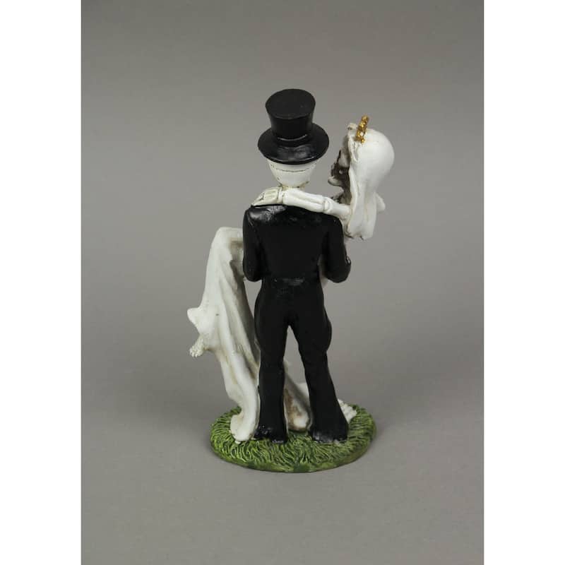 Eternal Bliss Skeleton Bride And Groom Wedding Statue Cake Topper - 8.25 X 4.5 X 2.75 inches