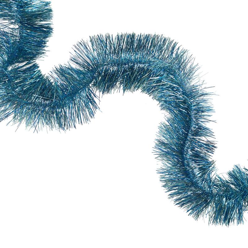 Shiny Two-Tone Tinsel Christmas Garland - 18' X 2" - Light Blue