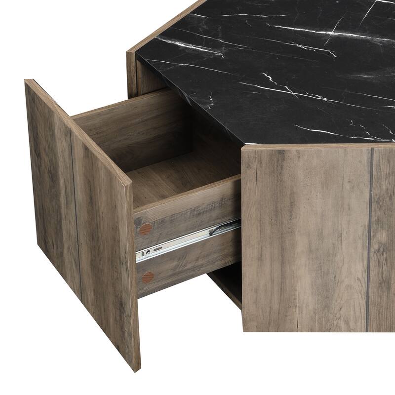Christopher Knight Home - Quill Hexagonal MDF Coffee Table with Two Drawers and Modular Configuration