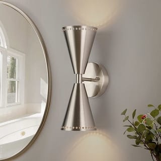 2-Light Mid-century Dual Cone Hourglass Up Down Wall Sconce