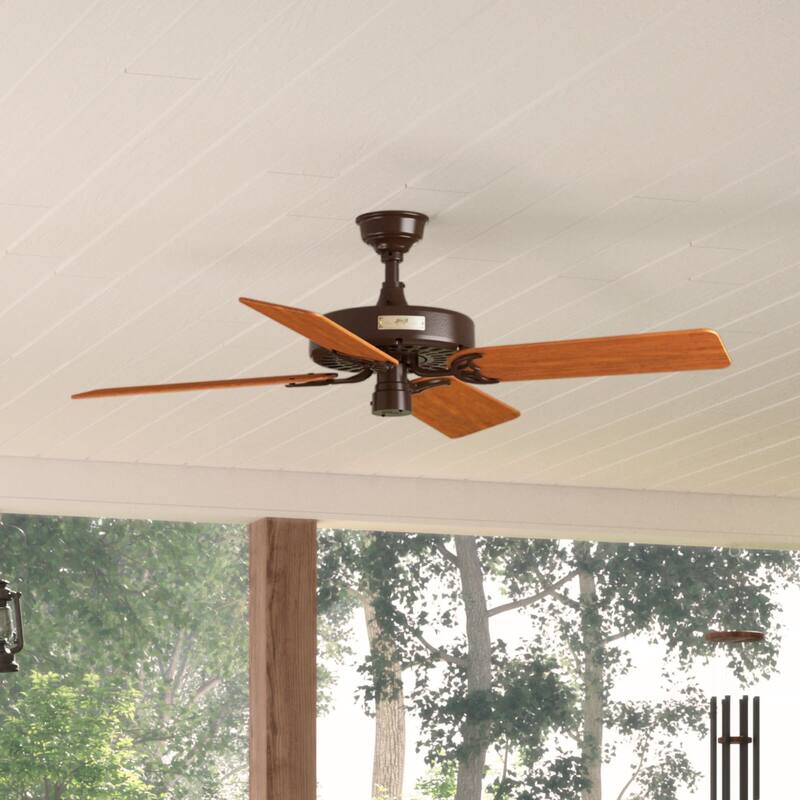 52" Hunter Original Outdoor Ceiling Fan with Pull Chain, Damp Rated - 52 - Chestnut Brown