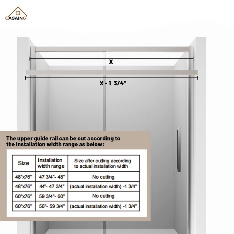 CASAINC 60 in. W x 76 in. H Sliding Framed Shower Door with SGCC Certification