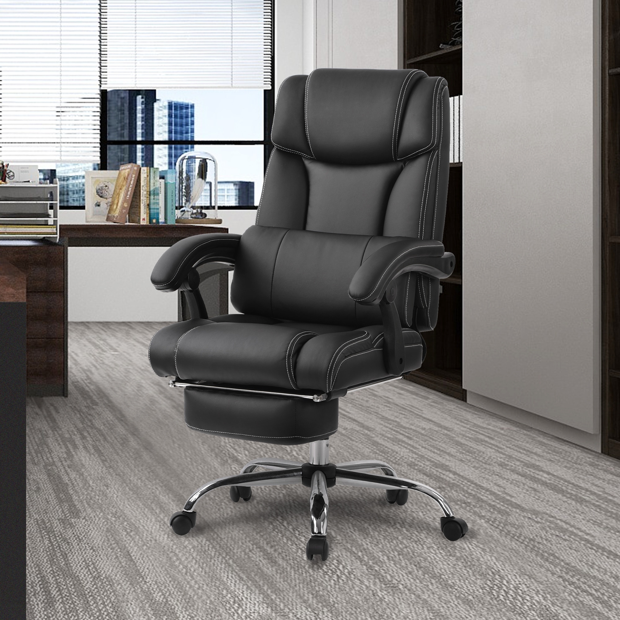 Vinsetto 484LBS Big and Tall Ergonomic Executive Office Chair with Wide  Seat, High Back Adjustable Computer Task Chair Swivel PU Leather, Black