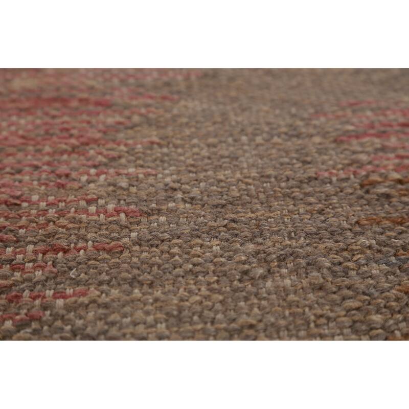 Hand Woven Oriental 100% Jute Carpet Southwestern Modern Brown Kilim Area Rug - 13' 8'' X 10' 3''