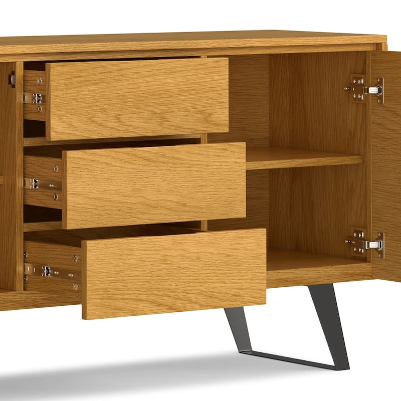 WYNDENHALL Mitchell Metal 60 inch Wide Rectangle Modern Industrial Sideboard Buffet in OAK WOOD - 60'' x 17'' x 30