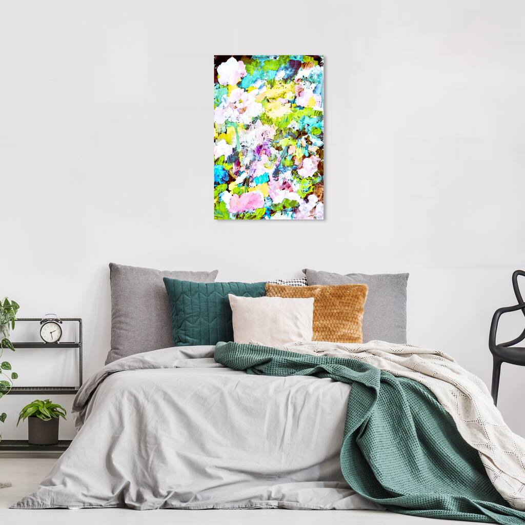 Wynwood Studio Abstract Tea Garden Blue and Modern & Contemporary Wall Art Canvas Print