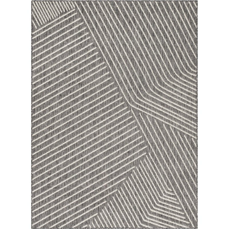 Well Woven Medusa Linden Indoor Outdoor Striped Modern Area Rug