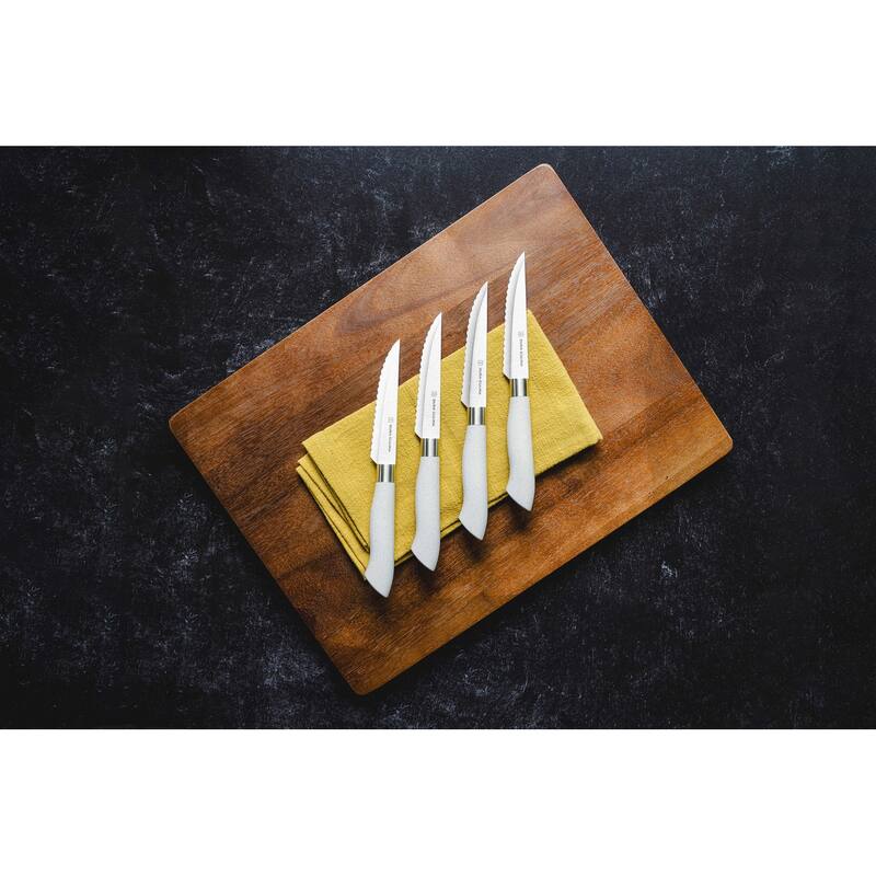 Dura Living EcoCut 8-Piece Steak Knife Set - High Carbon Micro-Serrated Stainless Steel Blades, Sustainable Ergonomic Handles