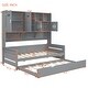 preview thumbnail 11 of 11, Twin Wooden Daybed With Size Trundle and All-in-One Cabinet, Grey