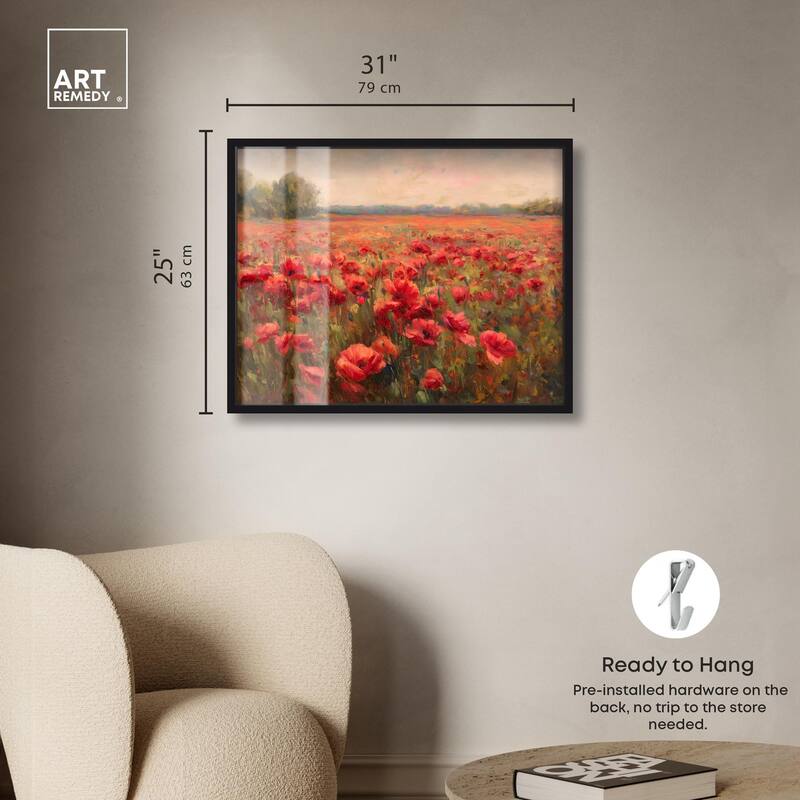 Sea of Red Poppies II Shadowbox by Art Remedy