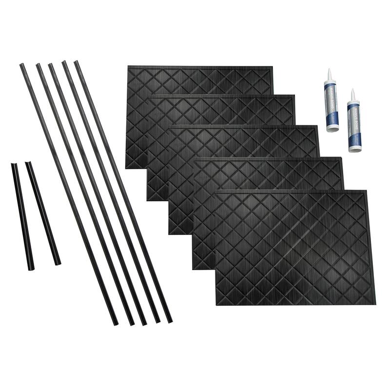 FASÄDE Quilted Decorative Vinyl Backsplash Panel - 15 Sq Ft Kit - Brushed Onyx
