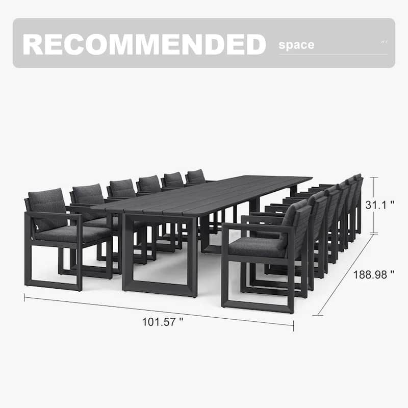 PURPLE LEAF Caesar Outdoor Dining Set Aluminum Luxury Patio Furniture with Olifen Removable Thick Cushion and Pillow-Grey - N/A