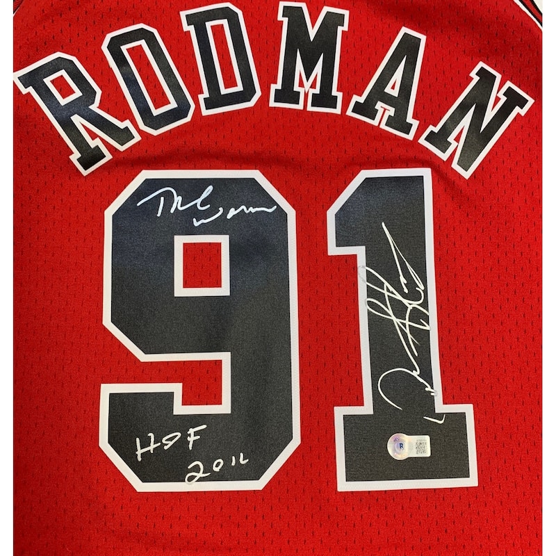 Dennis Rodman Autographed Chicago Bulls Signed Mitchell & Ness Swingman Jersey WORM HOF 2011 Beckett COA - 8'6" x 11'6"