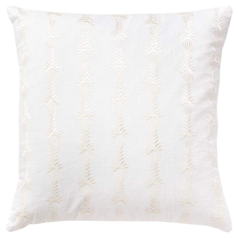 Rizzy Home Embroidered Throw Pillow Cover - White