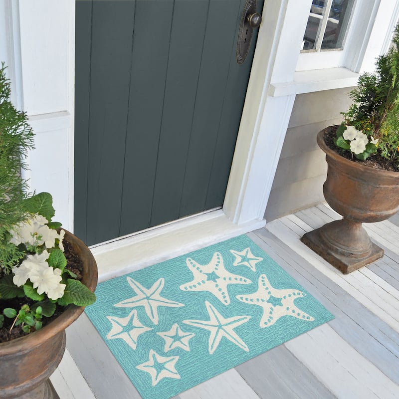 Liora Manne Capri Starfish Indoor/Outdoor Rug - 1'8" x 2'6" - Aqua