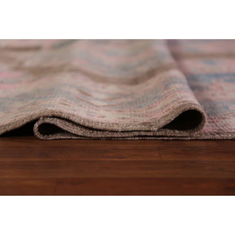 Hand Knotted Oriental 100% Wool Carpet Transitional All-Over Pink Oushak Area Rug - 16' 11'' X 6' 10''