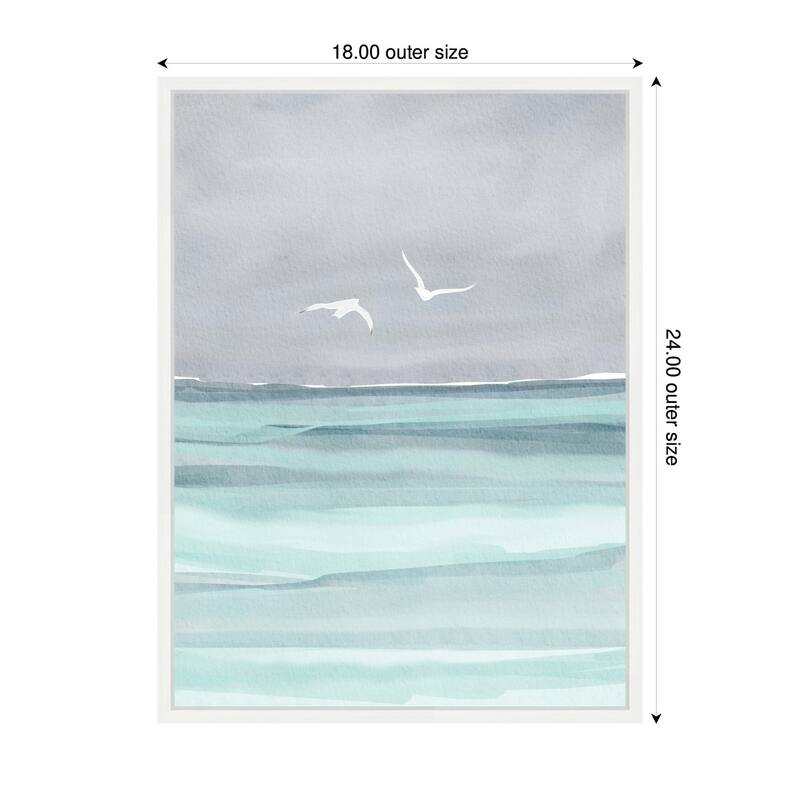 Kate and Laurel Sylvie Sea and Seagulls Framed Canvas by Nikita Jariwala