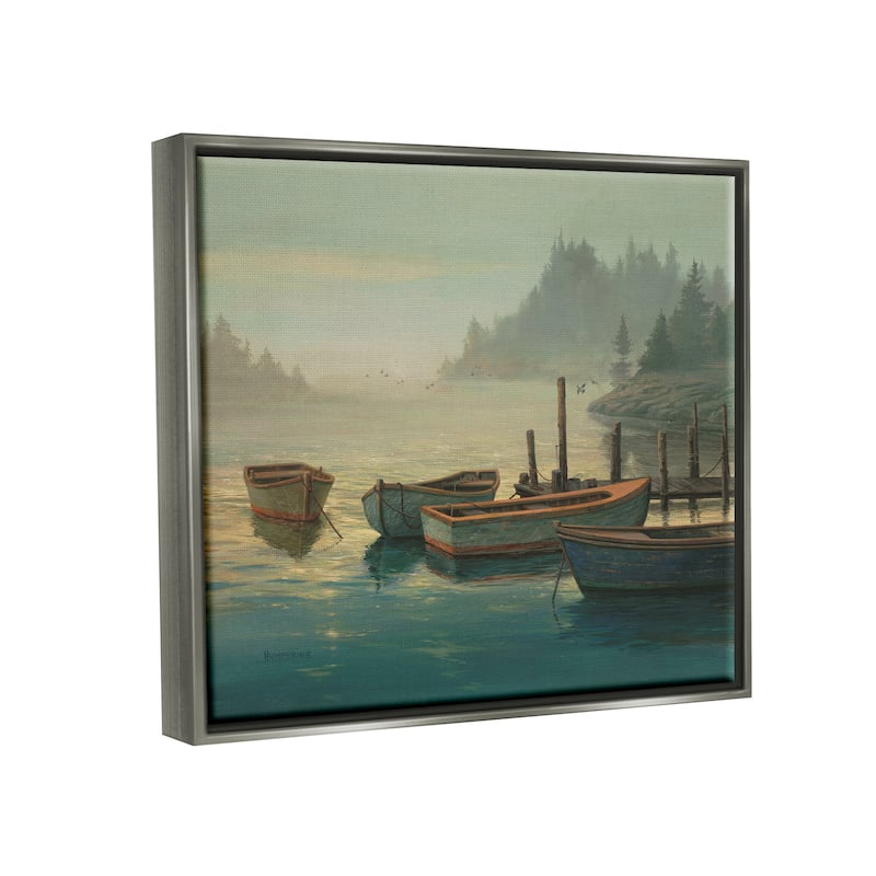 Stupell Docked Boats Landscape Framed Floater Canvas Wall Art Design by Michael Humphries