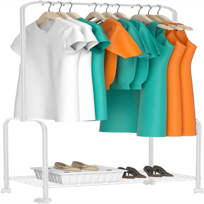 Rolling Clothes Rack 23.6 Inch Garment Rack - 13.8"D x 23.6"W x 65"H