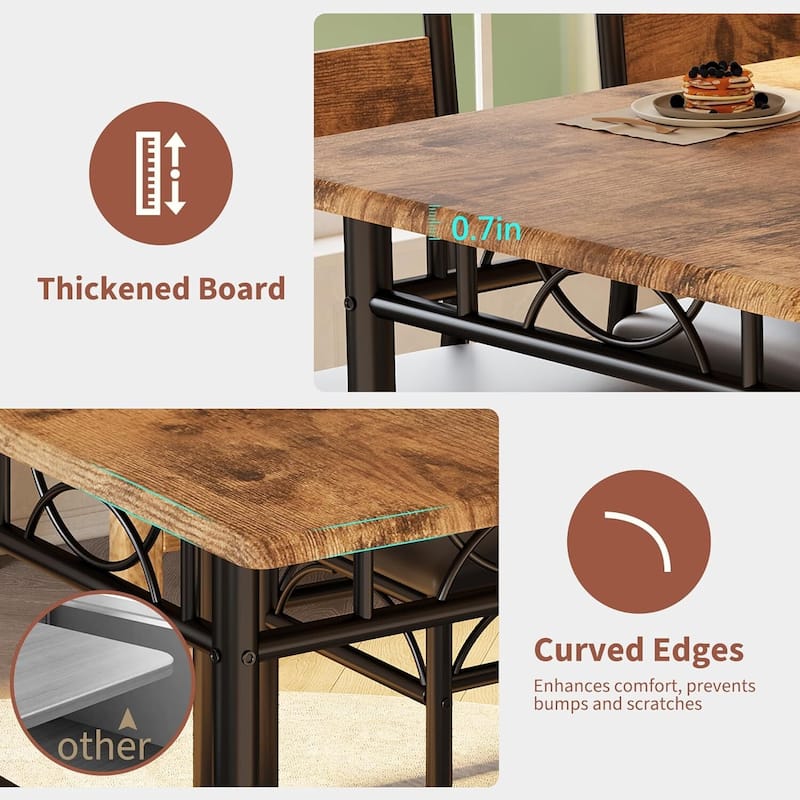 5 Piece Kitchen Dining Table and Chairs Set for 4 for Apartment Dining Room