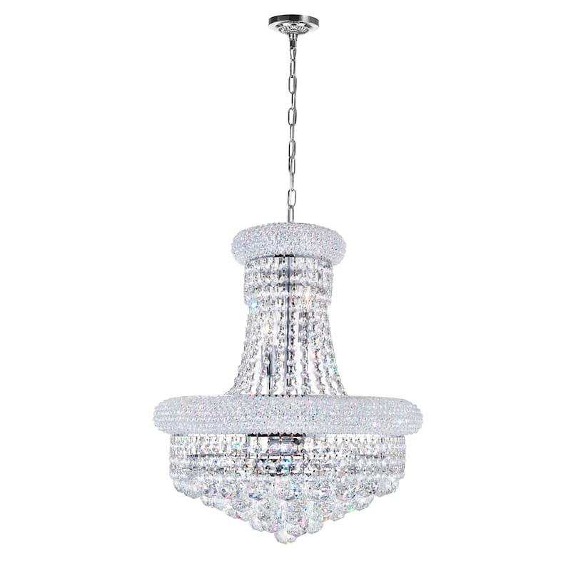 Empire 8 Light 18in Chrome Down Chandelier with Crystals - Chrome