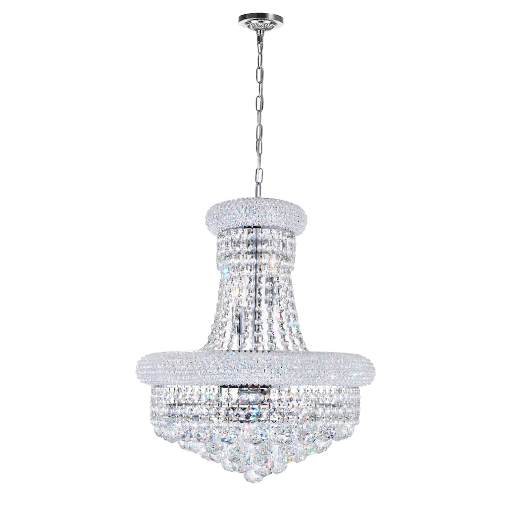 Empire 8 Light 18in Chrome Down Chandelier with Crystals