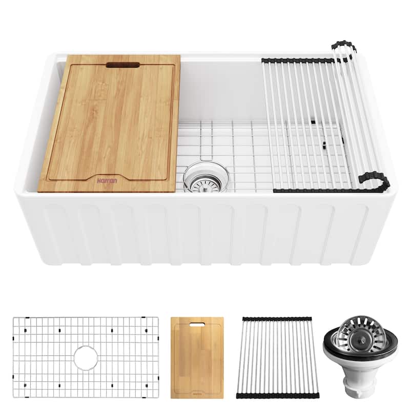 Karran USA FCWSF30SB-PK1 Karran FCWSFF30SBMB 30" Single Bowl - White