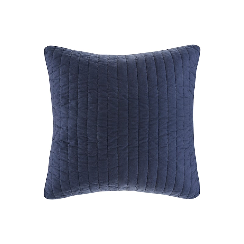 INK+IVY Camila Cotton Quilted Euro Sham - Navy - Euro Square