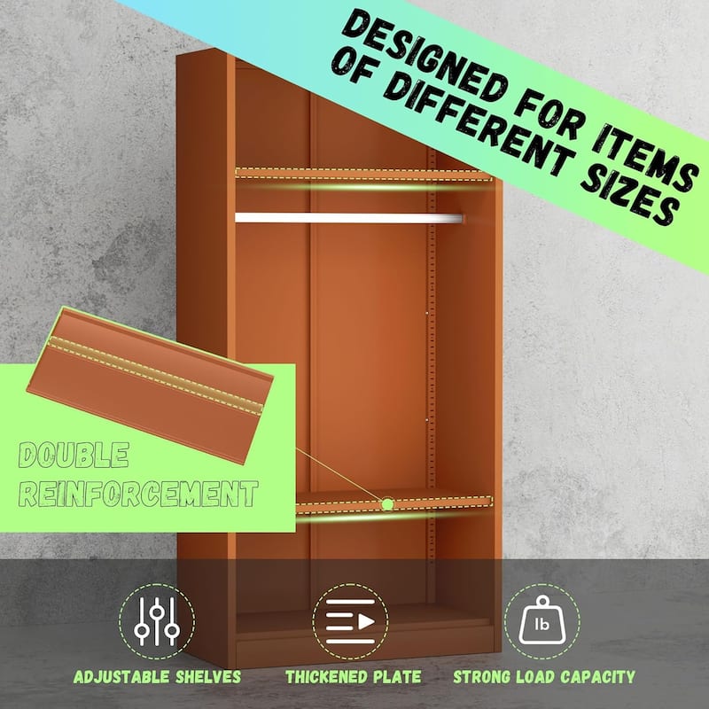 71'' - 72'' Tall Wardrobe Armoire Clothing Closet Storage Cabinet with Hanging Rod and Adjustable Shelves