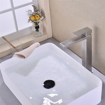 Single Handle Sink Brushed Nickel Vanity Bathroom Faucet with Splash Free Aerator, High Pressure Resistant
