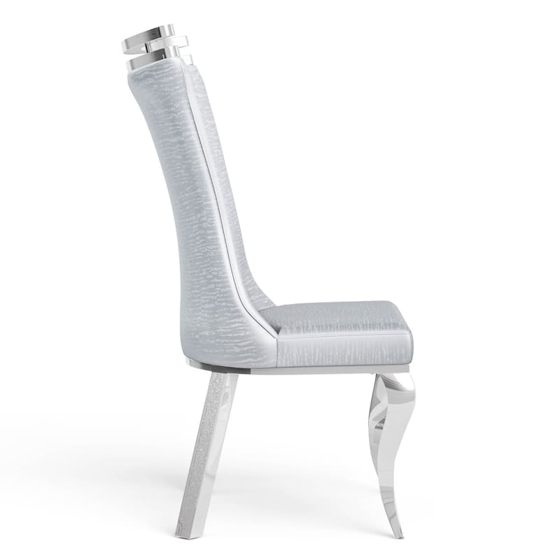 Furniture of America Thaddeus Glam Stainless Steel Upholstered Dining Side Chair (Set of 2)