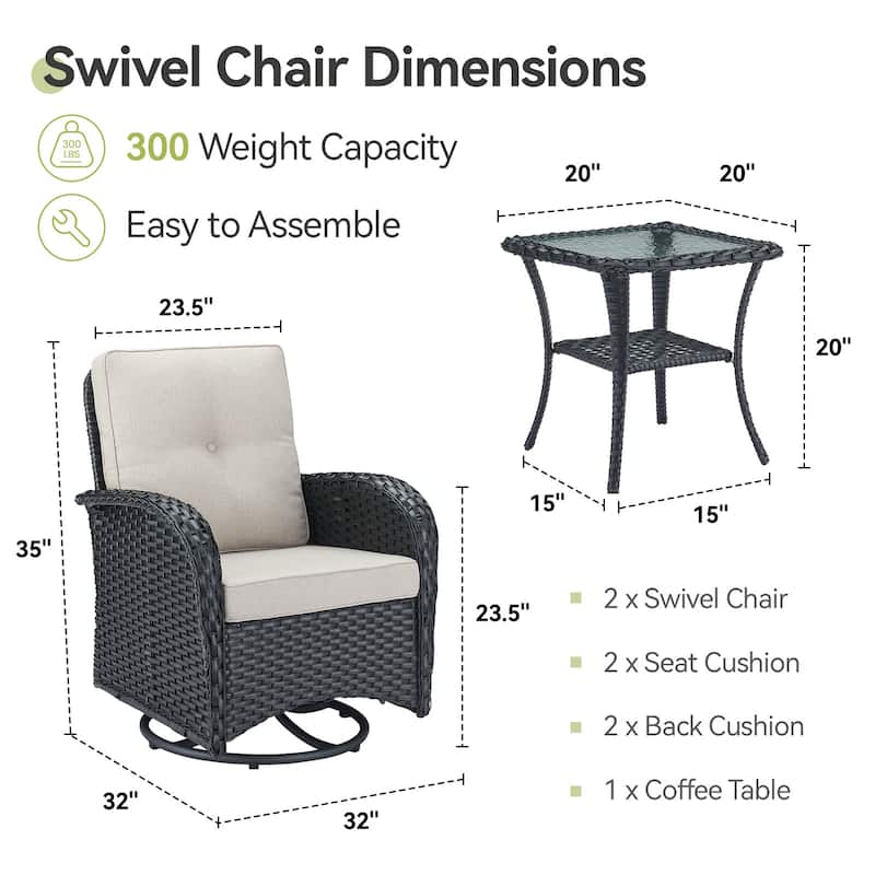 Wicker Outdoor Swivel Rocker Patio Chairs