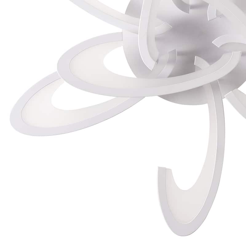 White 9-Light Petal Shaped LED Semi Flush Mount Ceiling Light for Bedroom Kitchen Foyer