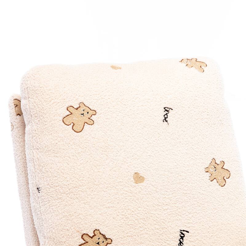 Boucle Fabric Rocking Chair with High Back, Side Pocket and Solid Wood Frame