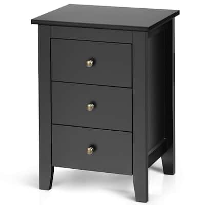 Bedside Table with 3 Drawers and Open Shelf Compact Storage Cabinet for Bedroom