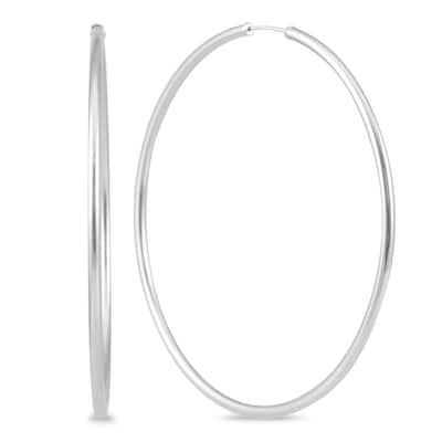 Marquee Jewels 14k White Gold 60-millimeter Hoop Earrings