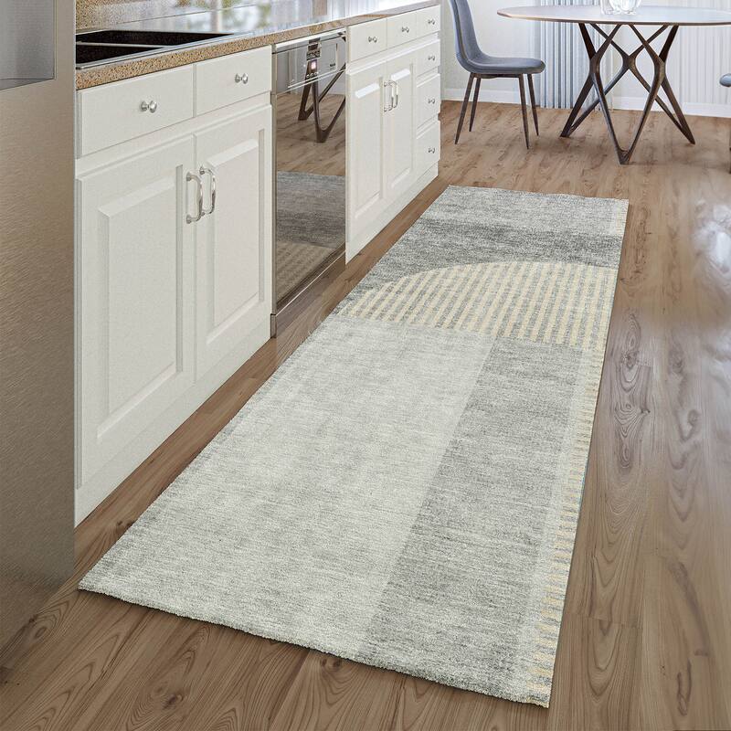 Premium Washable Super Soft Modern Deco Mayfield Rug - Silver - 2' 3" x 7' 6" - Runner
