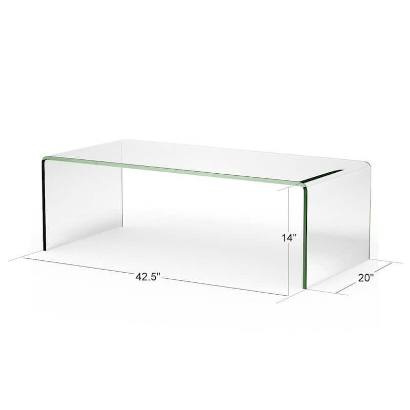 42.0" x 19.7" x 14" Tempered Glass Coffee Table - 42.5" x 20" x 14" (L x W x H)