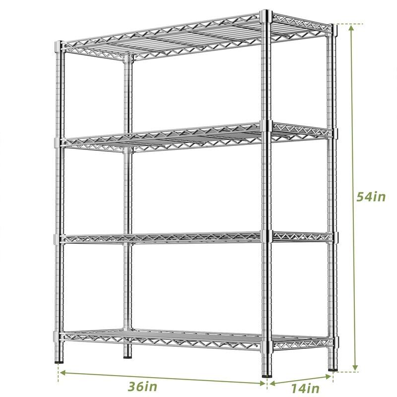 4/5-Tier Heavy Duty Wire Shelves, Chrome/Black, 36/48"W, 350/400 lbs