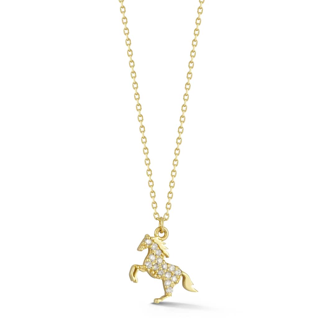Soleil 14K Gold Diamond Dainty Horse Pendant Necklace
